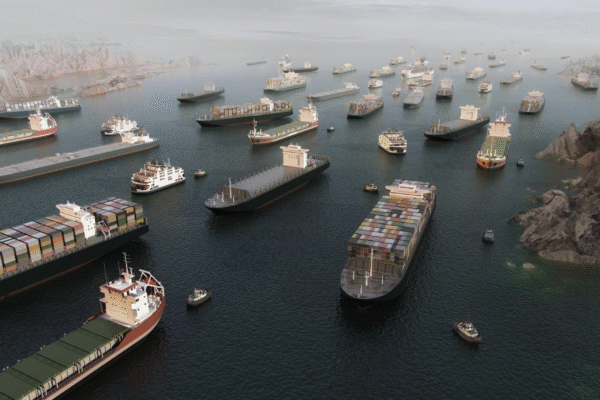 Iran Gulf security conflict showing oil tankers stranded in Strait of Hormuz amid maritime disruption