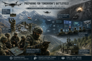 Future battlefield India military modernization with drones, AI warfare, electronic warfare, and high-altitude logistics operations