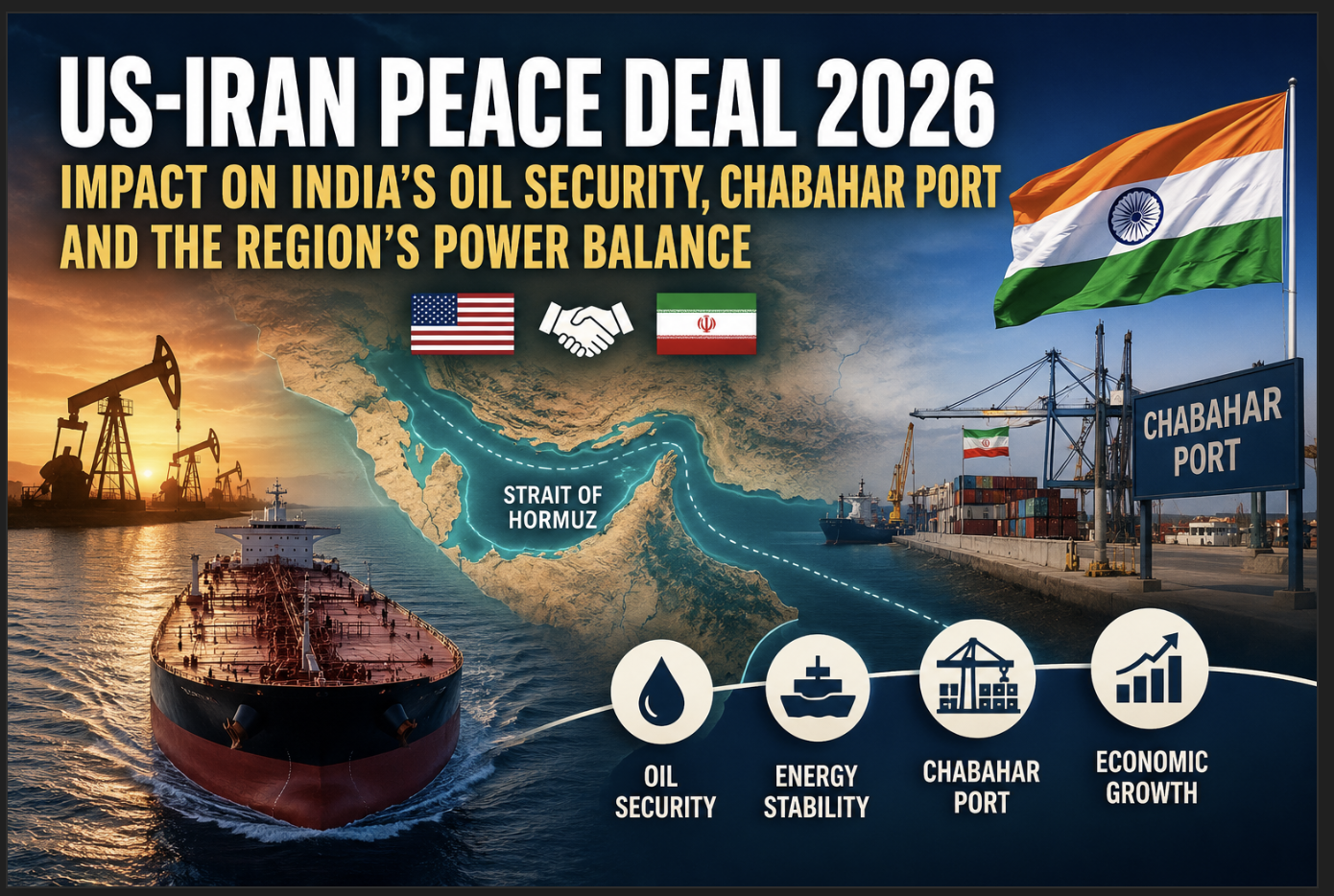 US-Iran Peace Deal 2026 and its impact on India's oil security, Chabahar Port, Strait of Hormuz, energy imports and regional geopolitics