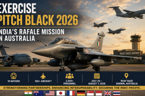Exercise Pitch Black 2026: Indian Air Force Rafale fighter aircraft at RAAF Base Darwin during the multinational air combat exercise in Australia.
